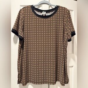 Anne Klein Black and Tan Floral Top